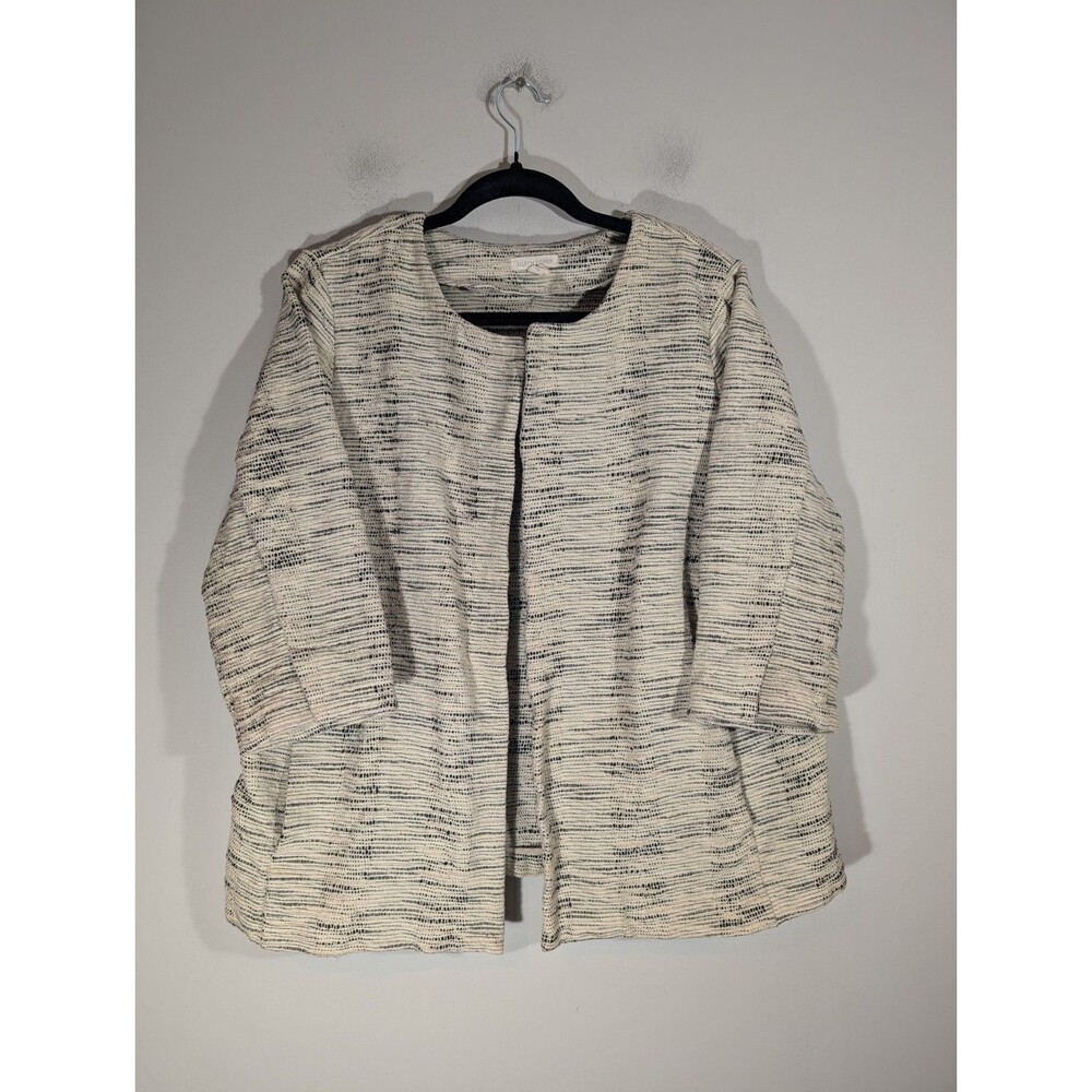 Eileen Fisher Organic Cotton Textured Tweed Jacket Sz L Lagenlook Mature Church